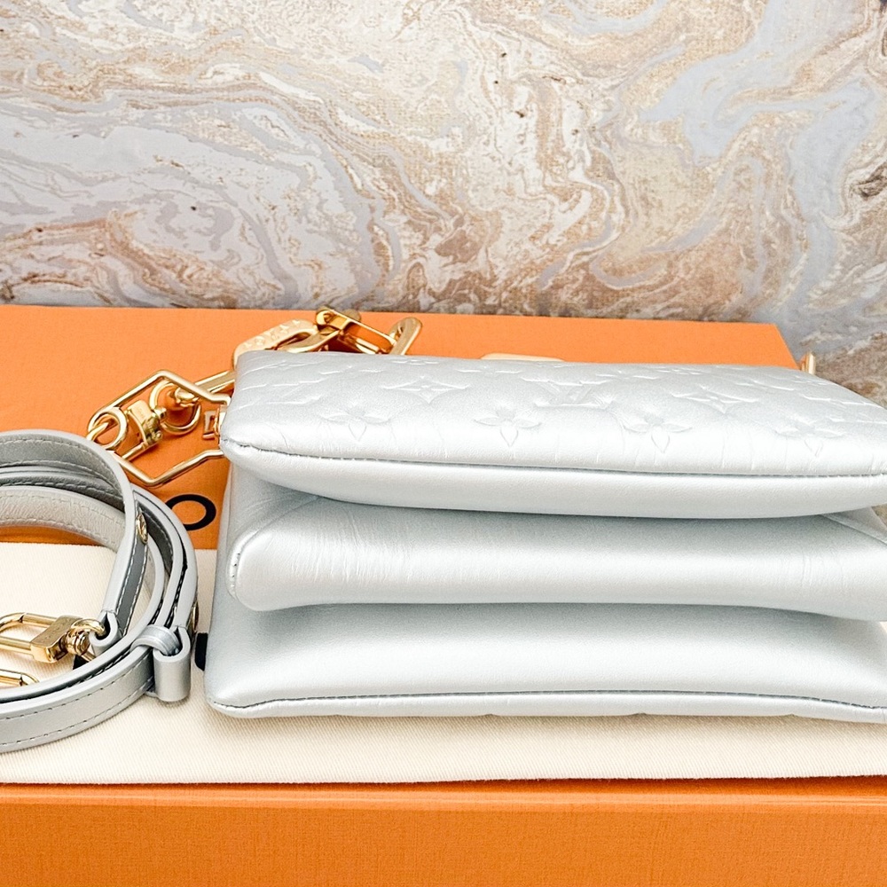 Louis Vuitton Coussin BB Monogram Silver Lambskin Embossed Crossbody Bag - Picture 6 of 12
